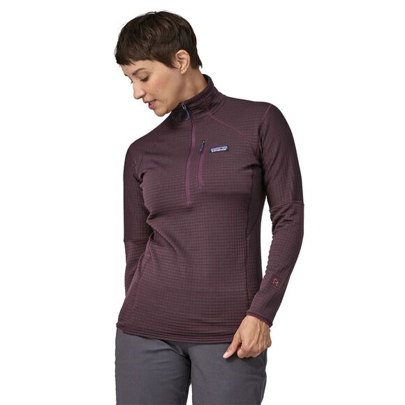 Patagonia R1 Fleece Grid Pullover Women's Large Night Plum 1/4 Zip Polartec - Picture 1 of 16